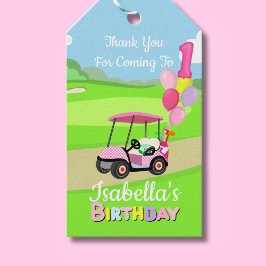 ゴルフ おしゃれ かわいい ピンク ドット 1歳 誕生日 ギフトタグ