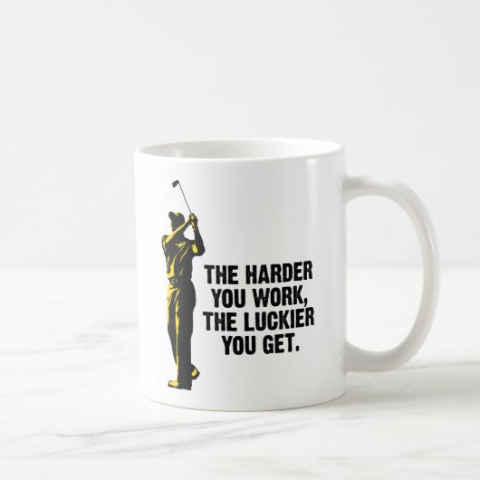 ゴルフ-より懸命に働かせますより幸運になります コーヒーマグカップ (右)
