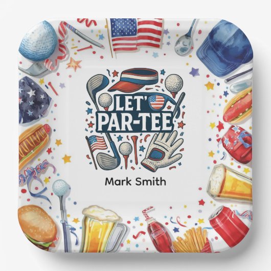 ゴルフ アメリカ ゴルフ パーティー 4th of July 紙皿 (正面)