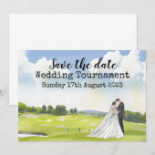 ゴルフ・ウェディングのご案内 ゴルフ場での結婚式 水彩画 招待状 (正面/裏面)