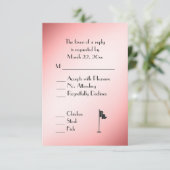 ゴルフ ウェディング テーマ ピンク RSVP メニュー選択付き (スタンド正面)