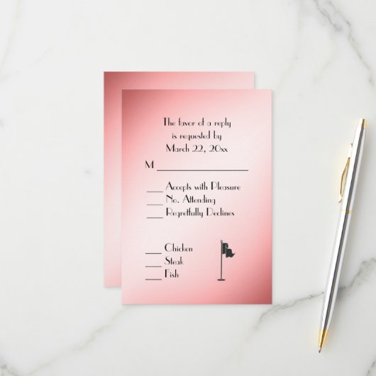 ゴルフ ウェディング テーマ ピンク RSVP メニュー選択付き (正面/裏面インサイチュ)