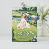 ゴルフ ウェディング R.S.V.P. 返信 水彩画スタイル (スタンド正面)