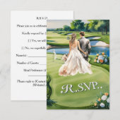 ゴルフ ウェディング R.S.V.P. 返信 水彩画スタイル (正面/裏面)