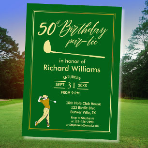 ゴルフ クラシック グリーン ゴールド プレーヤー 男性 50歳の誕生日 招待状