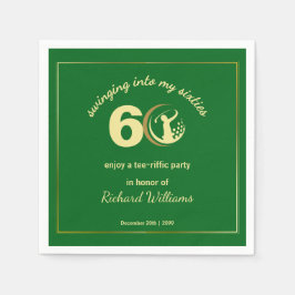 ゴルフ クラシック グリーン ゴールド プレーヤー 60歳の誕生日 スタンダードカクテルナプキン