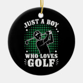 ゴルフ・クラブ・ゴルファー・ゴルフが大好きな少年 セラミックオーナメント (正面)
