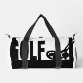 ゴルフ、クラブ、ゴルファー、ブラック&ホワイト ダッフルバッグ (正面)
