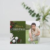ゴルフ クリスマス オリジナル 写真 ゴルファー ポストカード (スタンド正面)
