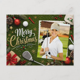 ゴルフ クリスマス オリジナル 写真 ゴルファー ポストカード