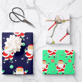 ゴルフ クリスマス ギフト包装紙 ラッピングペーパーシート