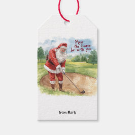 ゴルフ クリスマス サンタ ゴルフィング 私のコースがあなたと共にありますように ギフトタグ