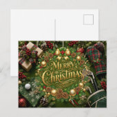 ゴルフ クリスマス ホリデー ポストカード (正面/裏面)