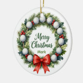 ゴルフ クリスマス リース セラミックオーナメント (左)