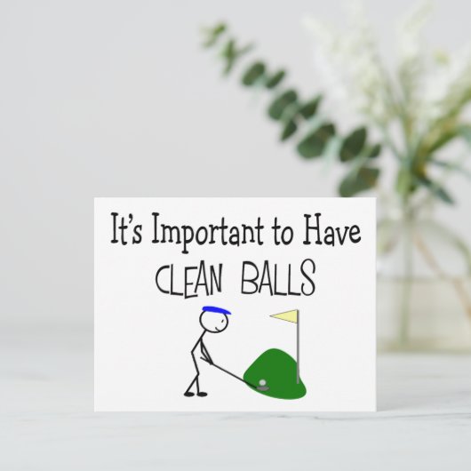 ゴルフ「クリーンボール」ゴルフユーモアのギフト ポストカード (スタンド正面)