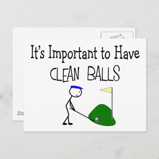 ゴルフ「クリーンボール」ゴルフユーモアのギフト ポストカード (正面/裏面)