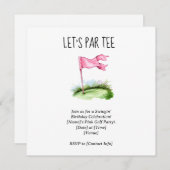 ゴルフ　グリーン上のゴルフ旗と一緒にParでお祝いしよう 招待状 (正面/裏面)