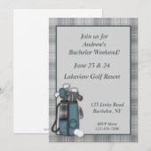 ゴルフ グレー 格子 招待状 (正面/裏面)