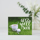 ゴルフ コーヒーカップとボールで早く回復してね ポストカード (スタンド正面)