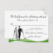 ゴルフ/ゴルフィング カップル 返信カード (正面/裏面)