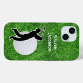 ゴルフ - ゴルフボールとプレーヤーのシルエット Case-Mate iPhoneケース (裏面 (横))