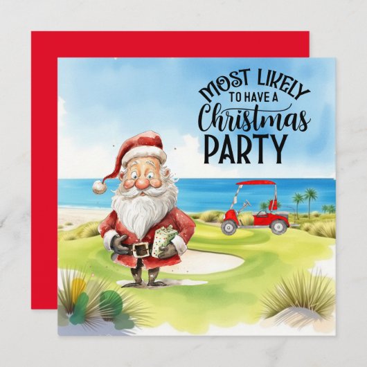 ゴルフ サンタがゴルファーと一緒にクリスマスをお祝い (正面/裏面)