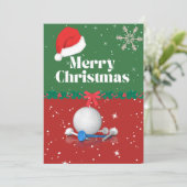 ゴルフ サンタ帽のゴルファーにメリークリスマス シーズンカード (スタンド正面)