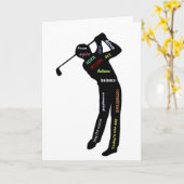 ゴルフ、スポーツ、言葉やる気を起こさせる類 カード (黄色い花)