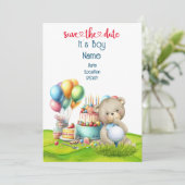 ゴルフ テディベア 男の子誕生 ゴルファー ベイビー 招待状 (スタンド正面)