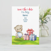 ゴルフ テディベア 男の子誕生 ゴルファー ベイビー 招待状 (スタンド正面)