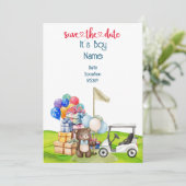 ゴルフ テディベア 男の子 ゴルファー ベイビー 招待状 (スタンド正面)