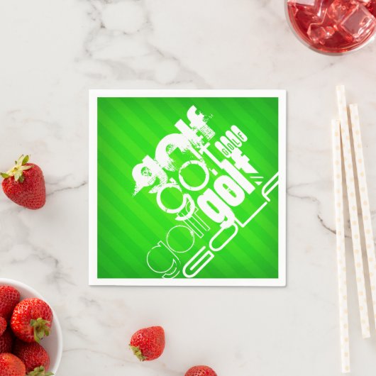 ゴルフ;ネオングリーンストライプ。 スタンダードカクテルナプキン (インサイチュ)