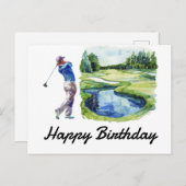 ゴルフ ハッピーバースデー ゴルファー ゴルフ ポストカード (正面/裏面)
