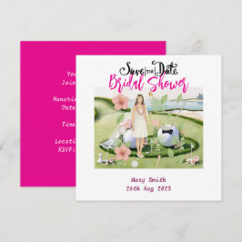 ゴルフ ハワイアン テーマのブライズシャワー バチェロレッテ セーブザデート