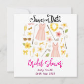 ゴルフ ハワイアン テーマの ブライダル シャワー バチェロレッテ セーブザデート (正面)