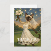 ゴルフ・バチェロレッテ・パーティー 猫好きのための感謝の気持ち サンキューカード (正面/裏面)