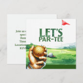 ゴルフ パーティーの招待状 Let's Par-Tee パッティンググリーン 招待状 (正面/裏面)