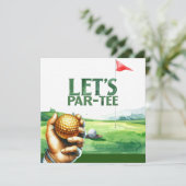 ゴルフ パーティーの招待状 Let's Par-Tee パッティンググリーン 招待状 (スタンド正面)