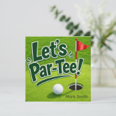 ゴルフ パーティーの招待状 Let's Par-Tee パッティンググリーン 招待状 (スタンド正面)