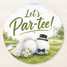 ゴルフ パーティー 花嫁&花婿 ウェディング ラウンドペーパーコースター