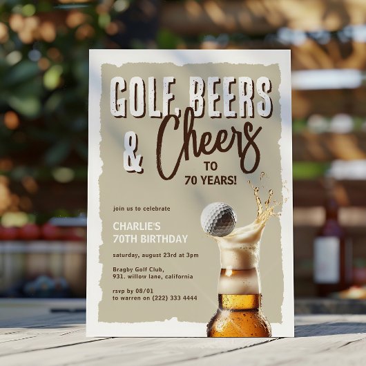 ゴルフ、ビール、そして70歳の誕生日おめでとう 招待状