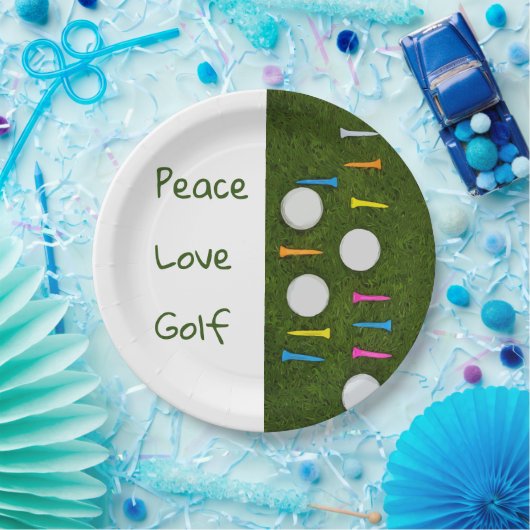 ゴルフ·ピースはゴルフ·ボールとティーを持つバーディーを愛する ペーパープレート (パーティー)