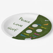 ゴルフ·ピースはゴルフ·ボールとティーを持つバーディーを愛する ペーパープレート (アングル)