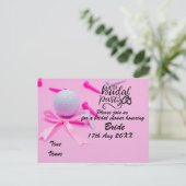 ゴルフ ブライダルシャワー 招待状 ゴルフボール ピンクの葉 (スタンド正面)