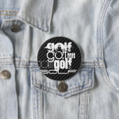 ゴルフ、ブラック&ダークグレーストライプ 缶バッジ (インサイチュ)