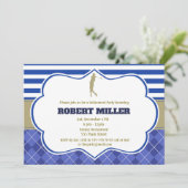 ゴルフ ブルー ゴールド 大人 退職パーティー 招待状 (スタンド正面)