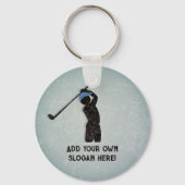 ゴルフ、プレーヤーヒット球、あなたのテキストの両側 キーホルダー (正面)