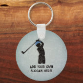 ゴルフ、プレーヤーヒット球、あなたのテキストの両側 キーホルダー (正面)