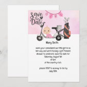 ゴルフ ベイビーガール ベビーシャワー ピンク 招待状 (正面/裏面)