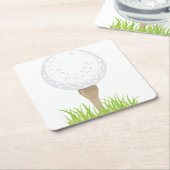 ゴルフ・ボール スクエアペーパーコースター (アングル)